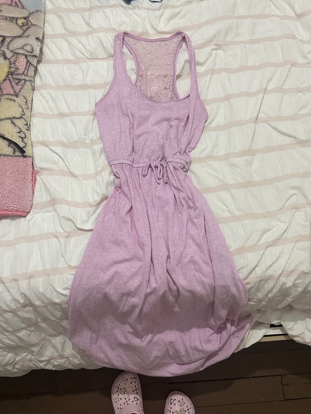 Light Lavender Racerback Drawstring Waist Dress